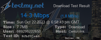 Speed Test Result