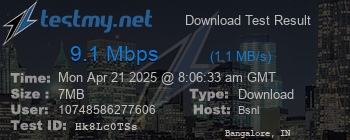Speed Test Result