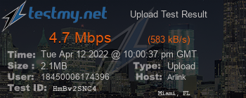 Speed Test Result