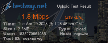Speed Test Result