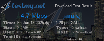 Speed Test Result