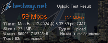 Speed Test Result