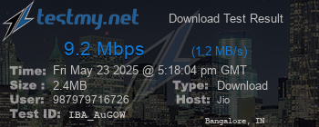Speed Test Result