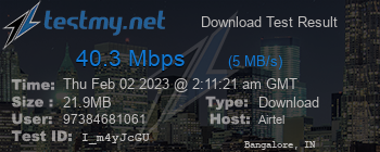 Speed Test Result