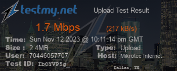 Speed Test Result