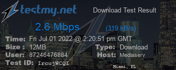 Speed Test Result