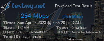 Speed Test Result