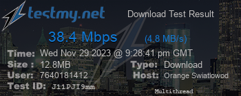 Speed Test Result