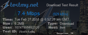 Speed Test Result