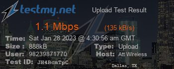 Speed Test Result