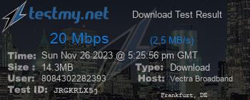 Speed Test Result