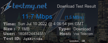 Speed Test Result