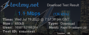 Speed Test Result