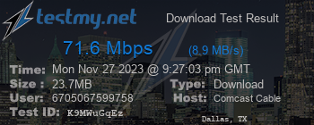 Speed Test Result