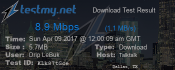 Speed Test Result