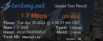 Speed Test Result