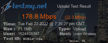 Speed Test Result