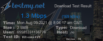 Speed Test Result