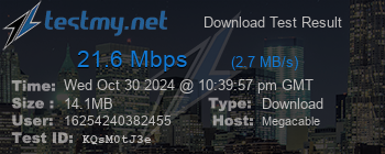 Speed Test Result