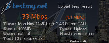 Speed Test Result