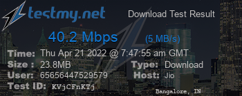 Speed Test Result