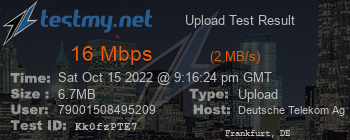 Speed Test Result