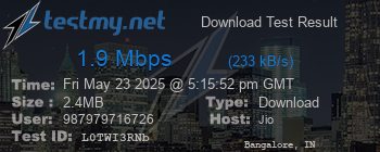 Speed Test Result