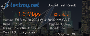 Speed Test Result