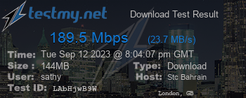 Speed Test Result