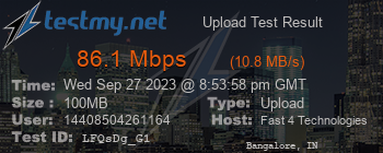Speed Test Result