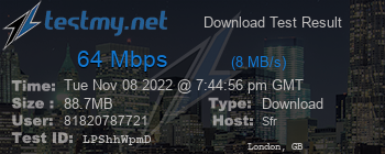 Speed Test Result