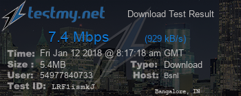 Speed Test Result