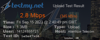 Speed Test Result