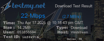 Speed Test Result