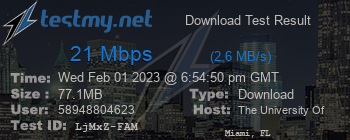 Speed Test Result