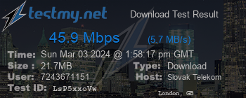 Speed Test Result