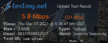 Speed Test Result