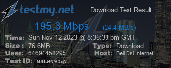 Speed Test Result