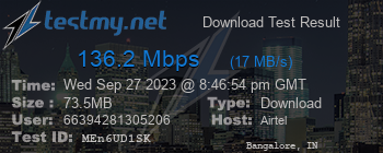 Speed Test Result