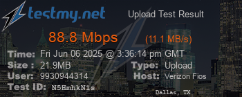 Speed Test Result