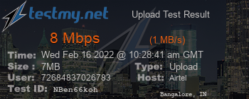 Speed Test Result