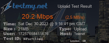 Speed Test Result