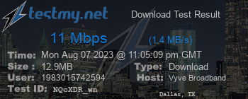 Speed Test Result