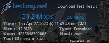 Speed Test Result