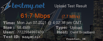 Speed Test Result