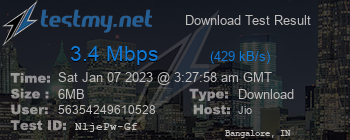 Speed Test Result