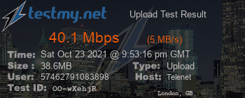 Speed Test Result