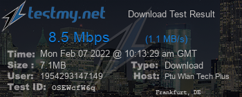 Speed Test Result