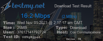 Speed Test Result