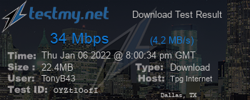 Speed Test Result